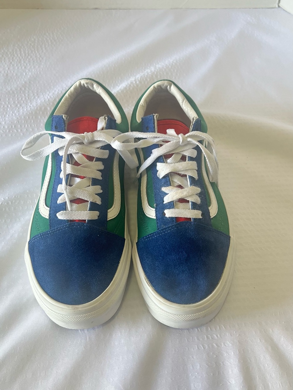 Vans Low Top Sneakers in Blue, Green & Red